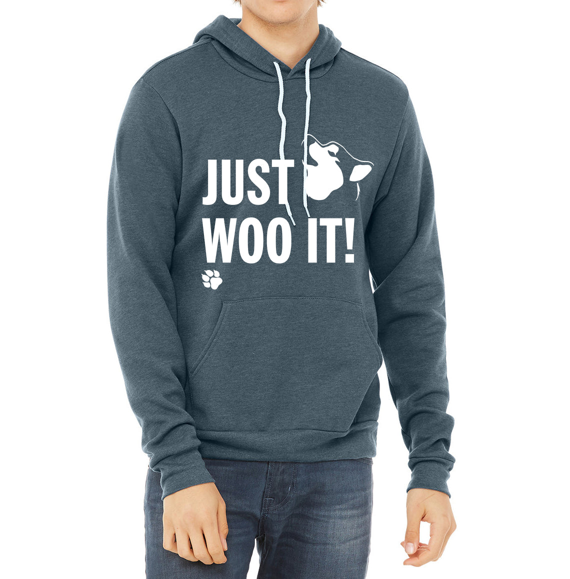 JUST WOO IT! - Sponge Fleece Hoodie - Siberian Husky - Alaskan Malamute - Sled Dog - Unisex