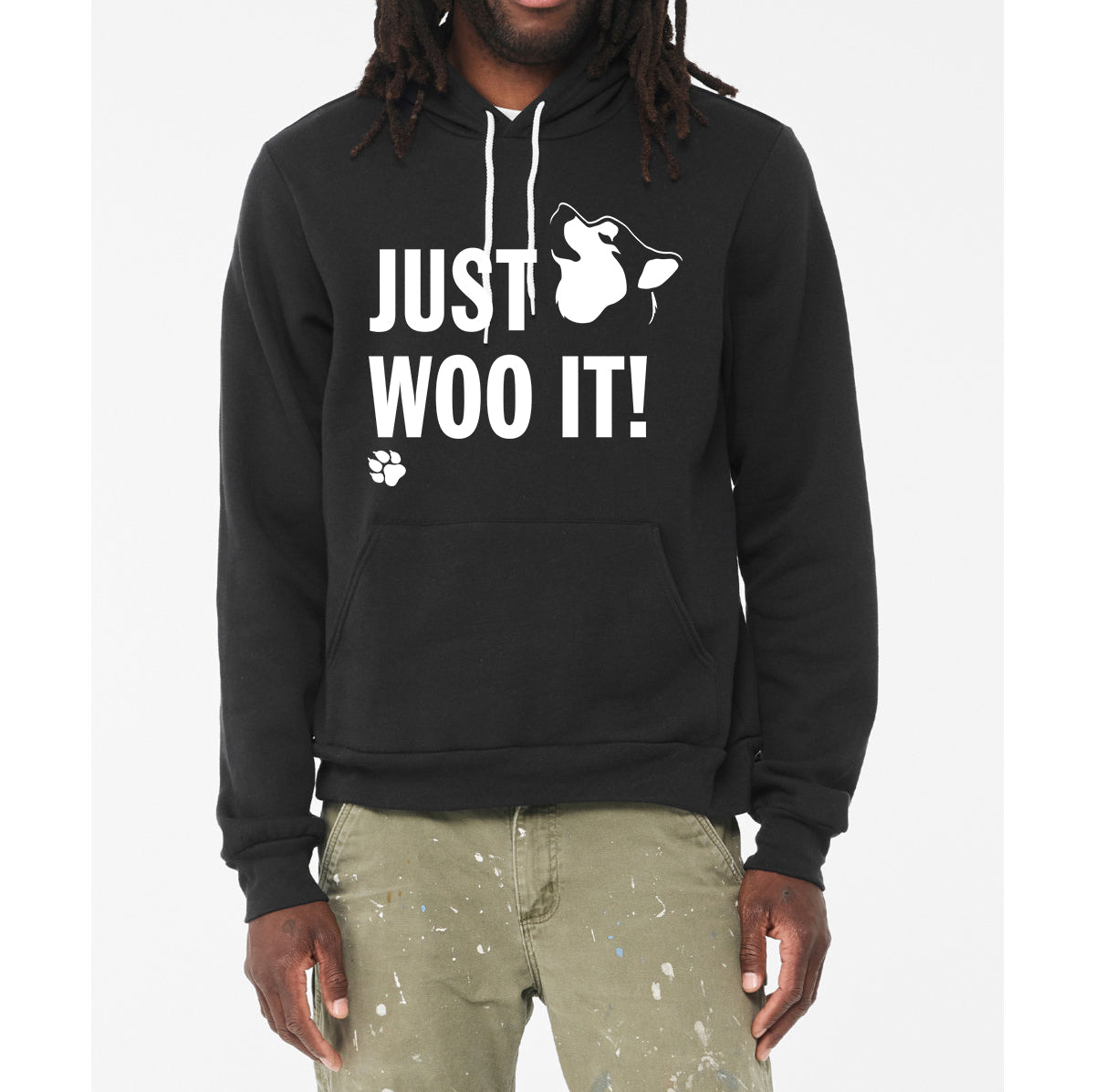 JUST WOO IT! - Sponge Fleece Hoodie - Siberian Husky - Alaskan Malamute - Sled Dog - Unisex