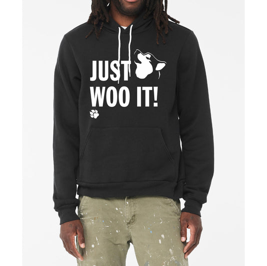 JUST WOO IT! - Sponge Fleece Hoodie - Siberian Husky - Alaskan Malamute - Sled Dog - Unisex