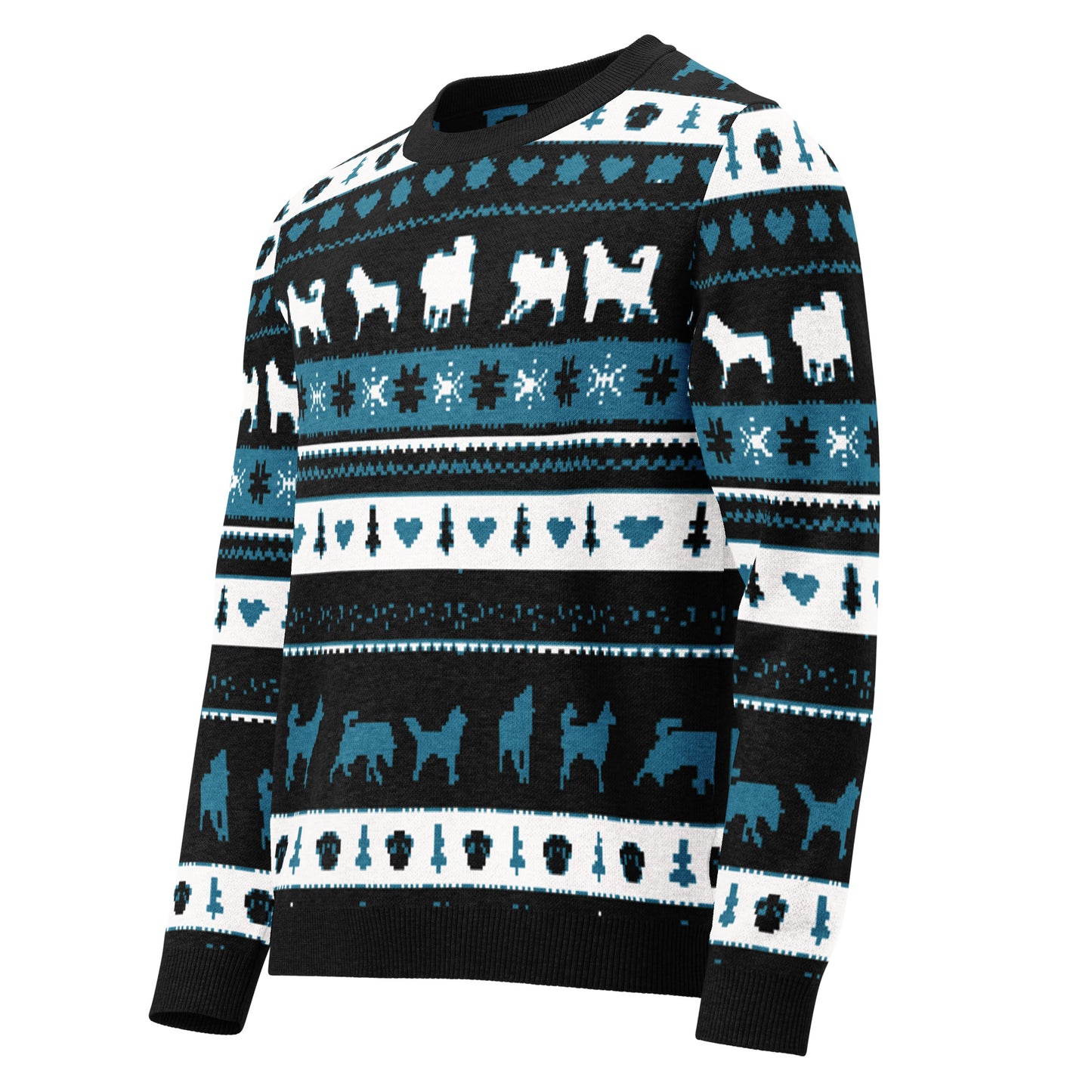 Sled Dogs Pattern Knitted Crew Neck Ugly Sweater