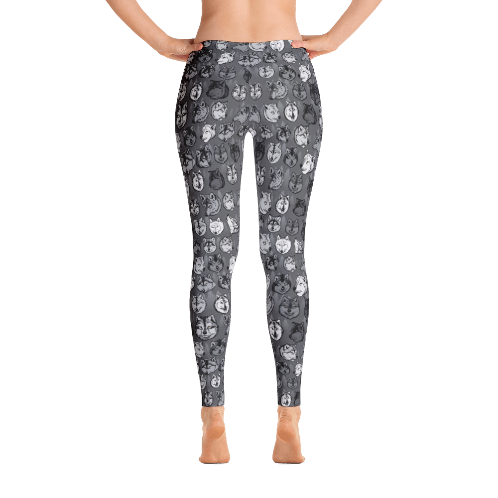 Wolf Art Illustration Pattern on Leggings – Made in America