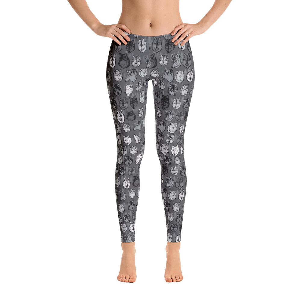 Wolf Art Illustration Pattern on Leggings – Made in America