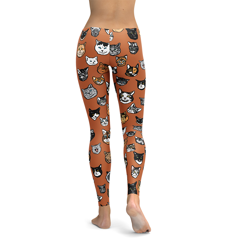 Cat & Kitty Leggings - Art illustration Pattern on Leggings – Made in America