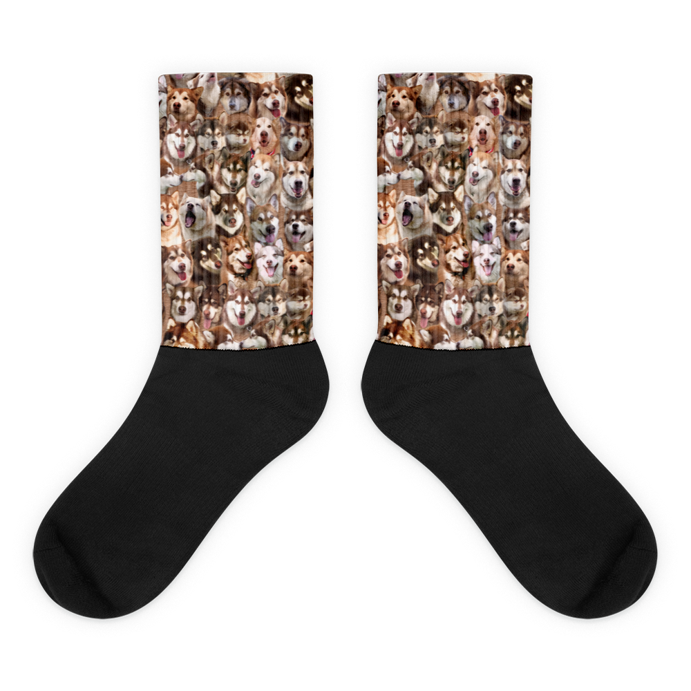 Sublimation Socks with Alaskan Malamute Photo Pattern