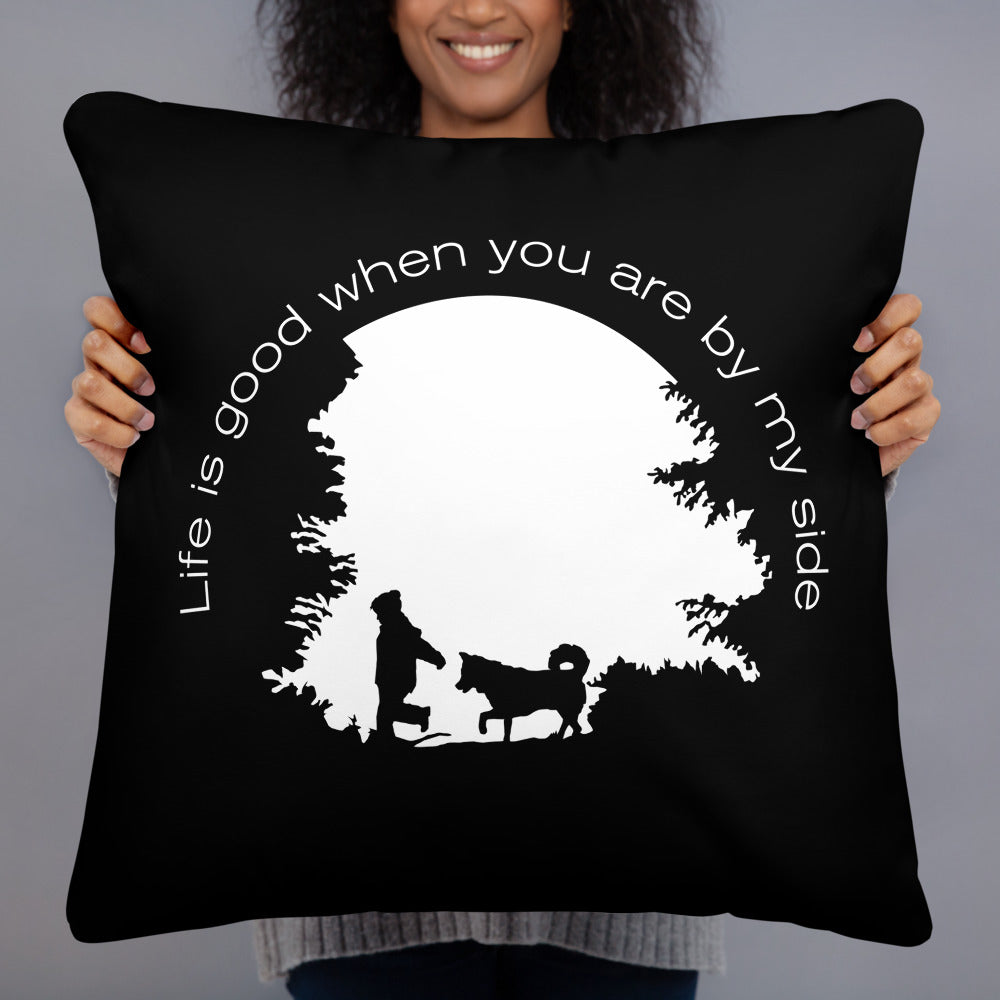 Life is Good - Alaskan Malamute, Siberian Husky - Large Square Throw Pillow