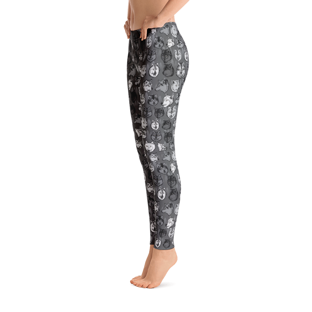 Wolf Art Illustration Pattern on Leggings – Made in America