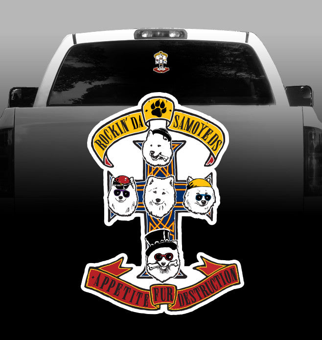 Samoyeds Rock Guns N' Roses - Vinyl Decal - Car, Vehicle, Sticker