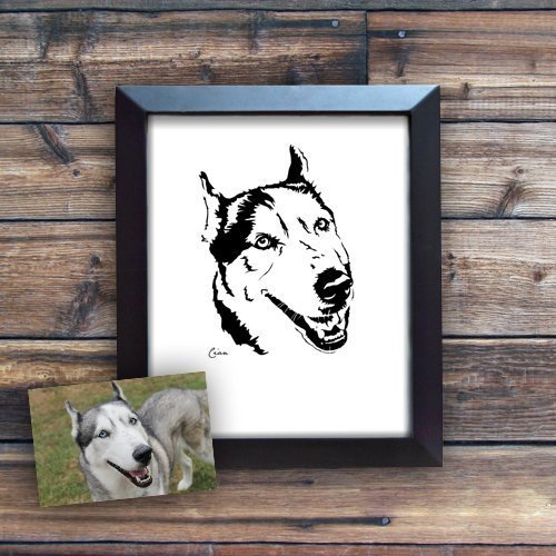 Custom Simplified Illustration of Your Dog - Poster Print - Alaskan Malamute and Siberian Husky