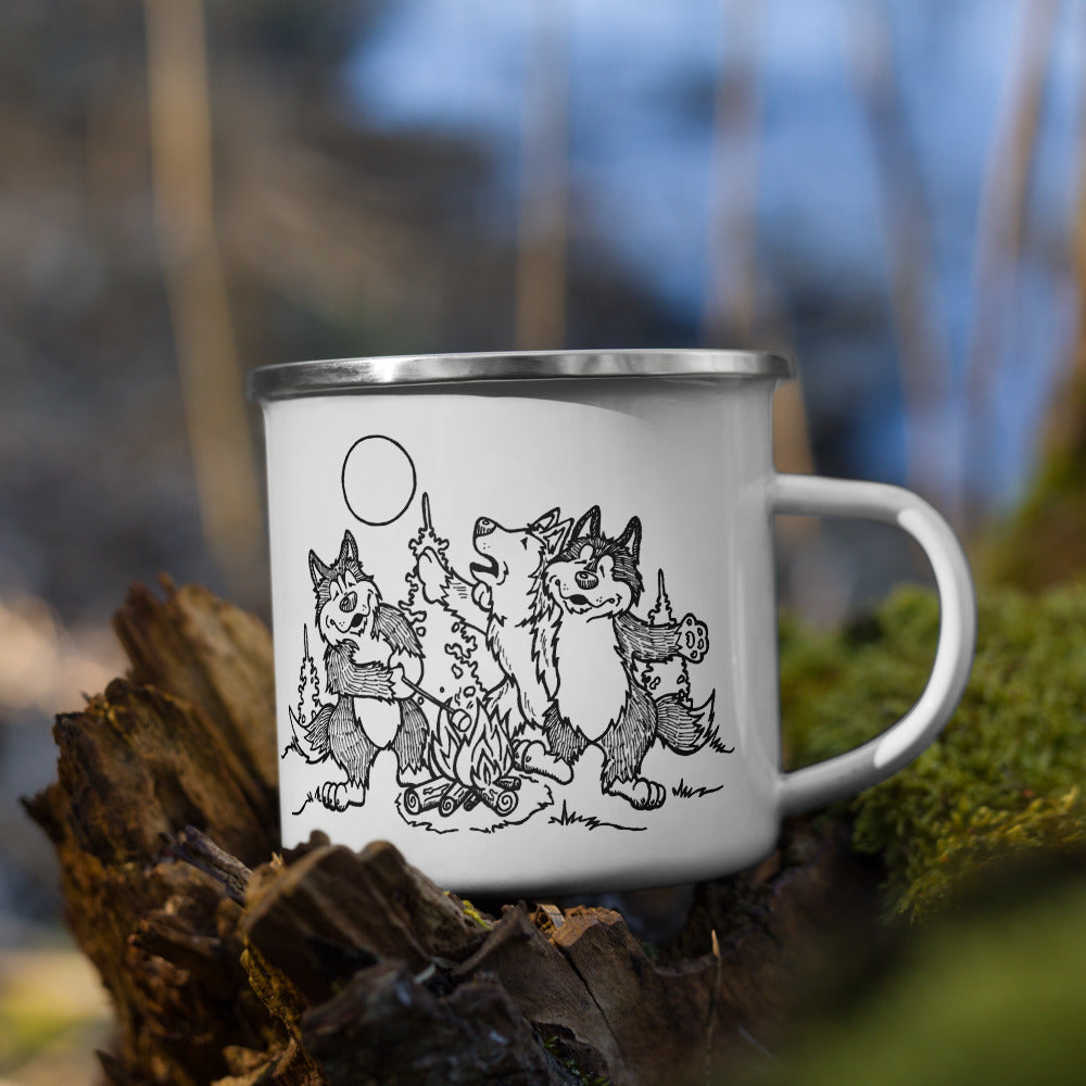 Siberian Husky Camp Enamel Mug - Coffee Mug