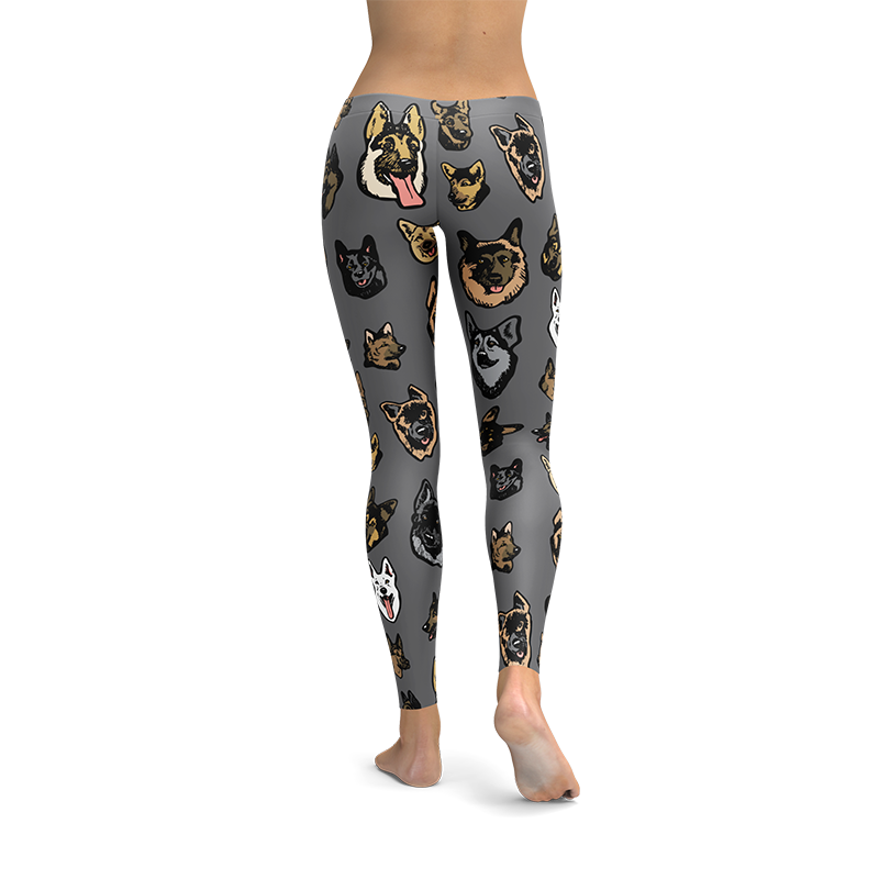 German Shepherd Dog Art Illustration Pattern on Leggings – Made in America