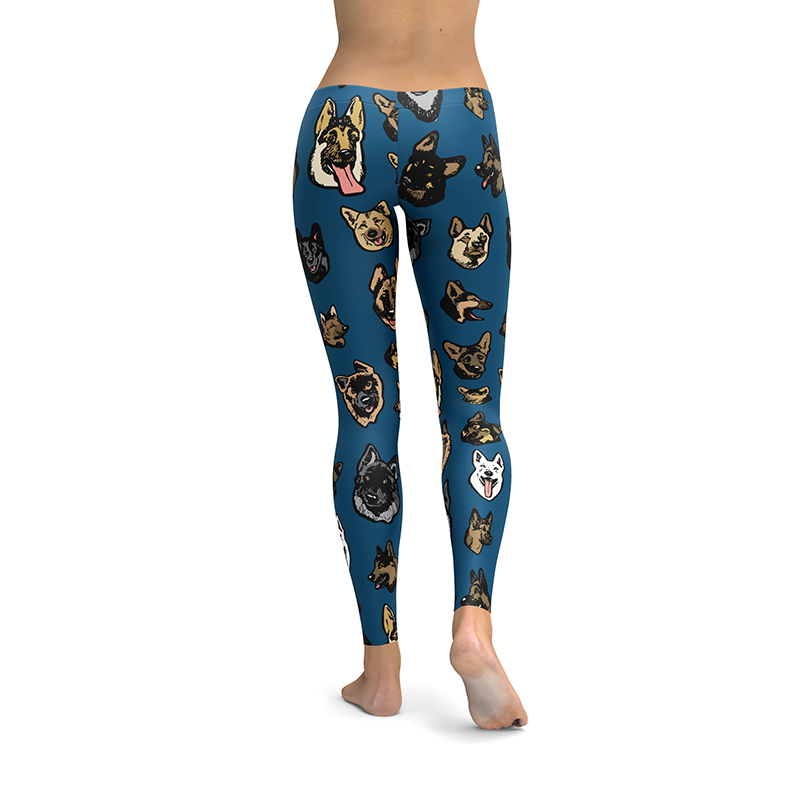 German Shepherd Dog Art Illustration Pattern on Leggings – Made in America