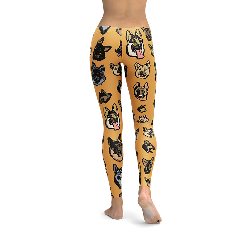 German Shepherd Dog Art Illustration Pattern on Leggings – Made in America