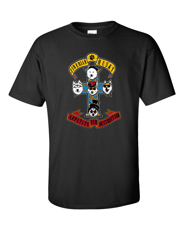 Huskies Rock Guns and Roses - Siberian Husky Art, Shirts, Pillows or Mugs