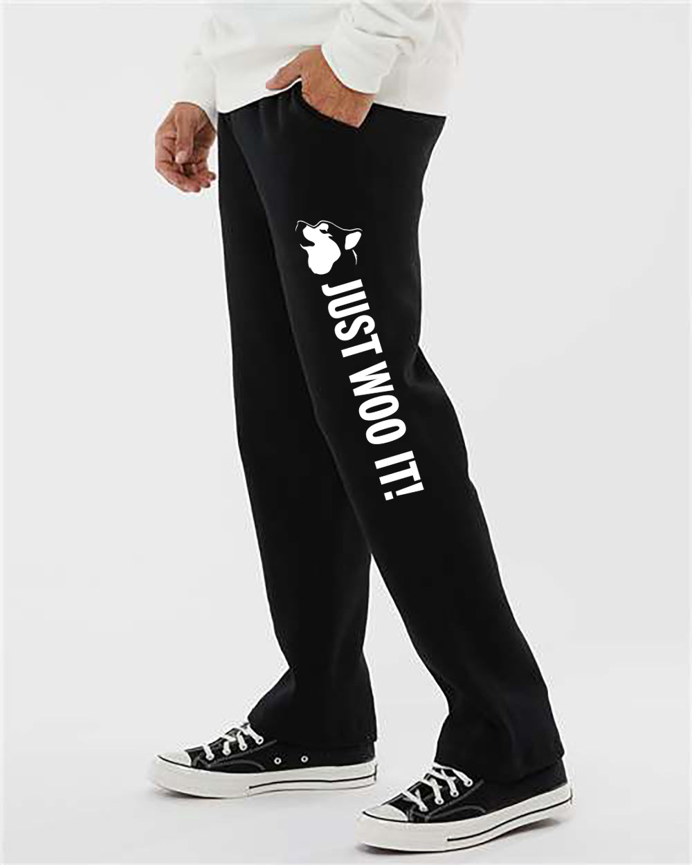 JUST WOO IT! - Siberian Husky - Alaskan Malamute - Sled Dog Open Bottom Sweatpants