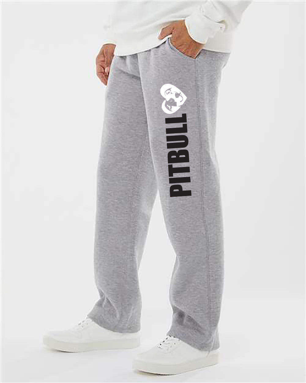 Pitbull Heart - Pitbull Terrier Love - Open Bottom Sweatpants