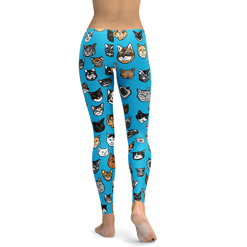Cat & Kitty Leggings - Art illustration Pattern on Leggings – Made in America