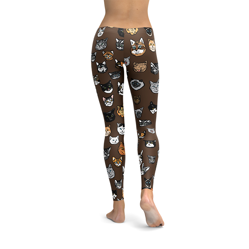 Cat & Kitty Leggings - Art illustration Pattern on Leggings – Made in America