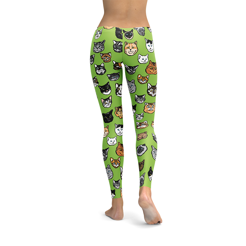 Cat & Kitty Leggings - Art illustration Pattern on Leggings – Made in America