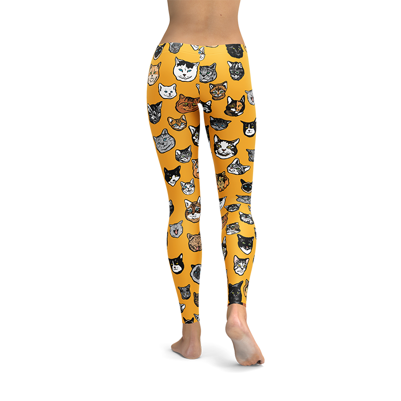 Cat & Kitty Leggings - Art illustration Pattern on Leggings – Made in America