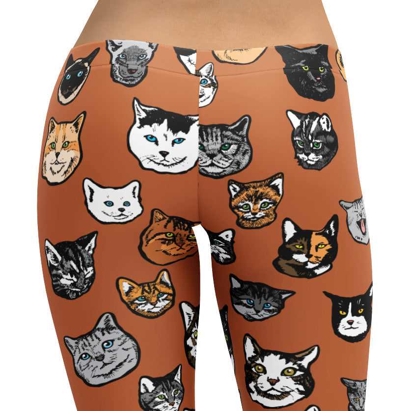 Cat & Kitty Leggings - Art illustration Pattern on Leggings – Made in America