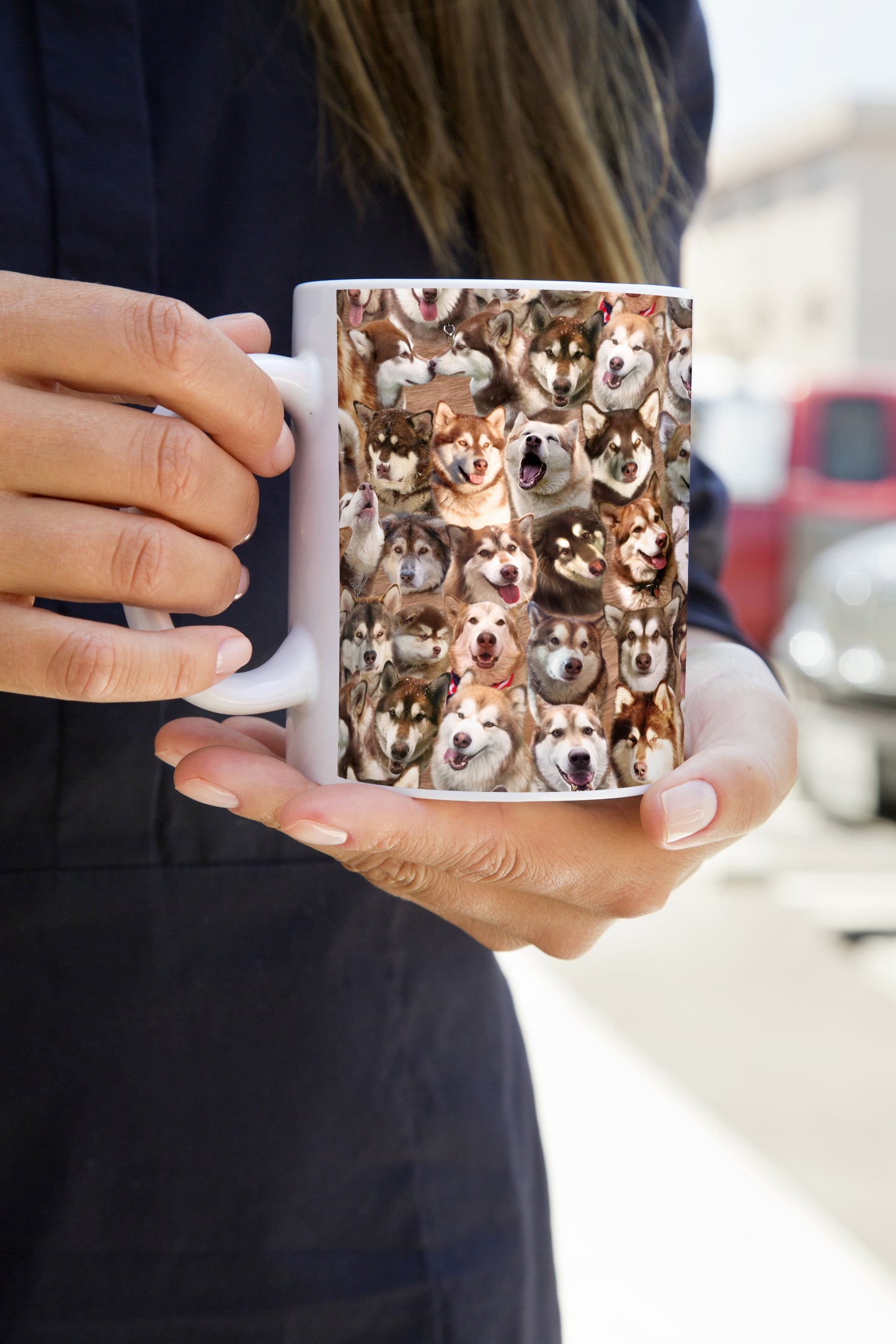 Red Malamute Photo Pattern - Alaskan Malamute Mug - Coffee Mug