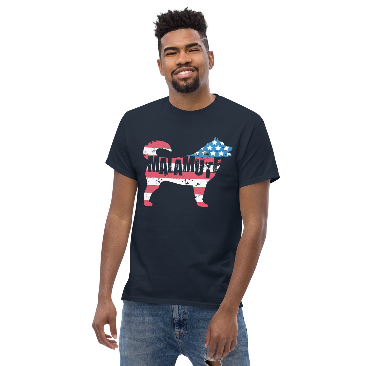 Alaskan Malamute American Flag T-Shirt