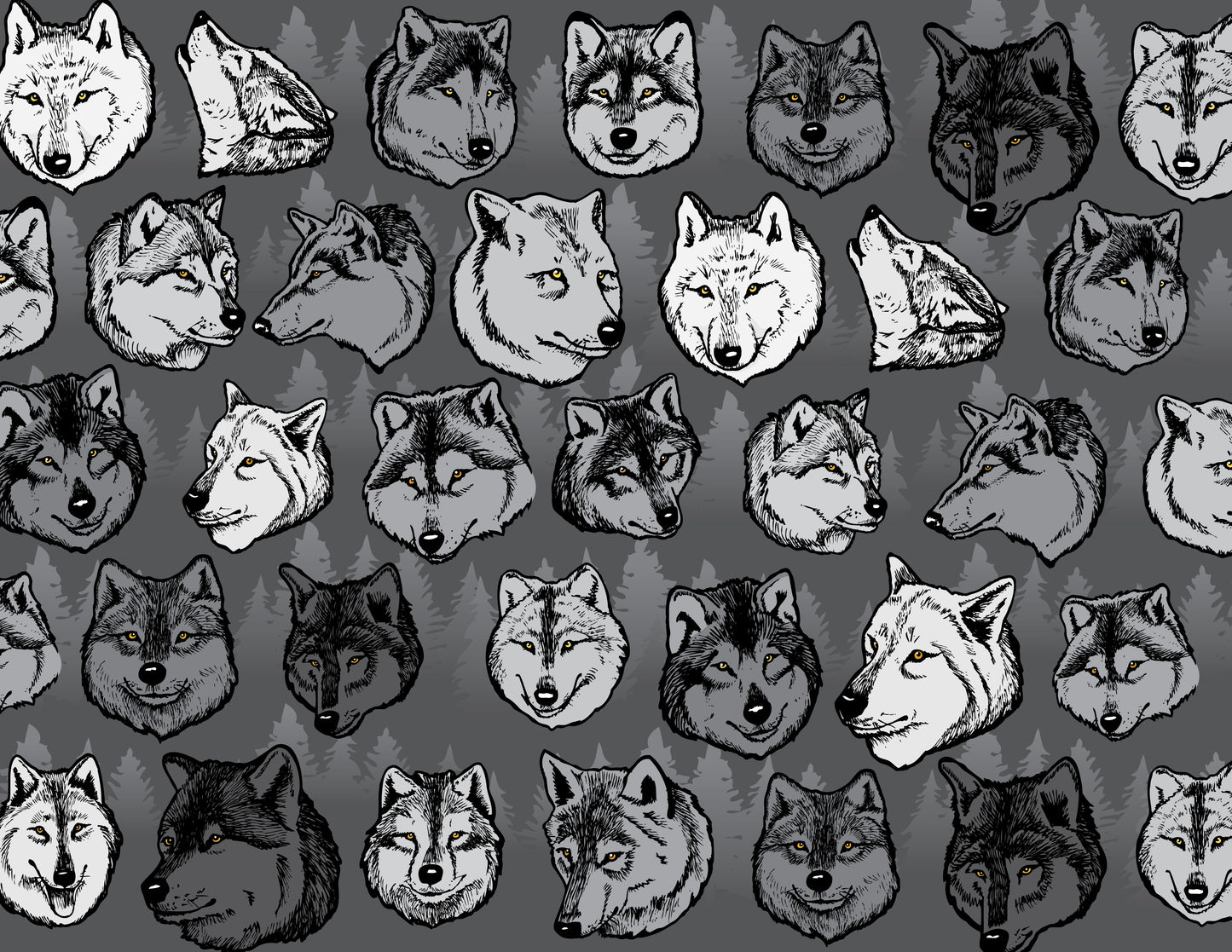 Wolf Art Illustration Pattern on Leggings – Made in America