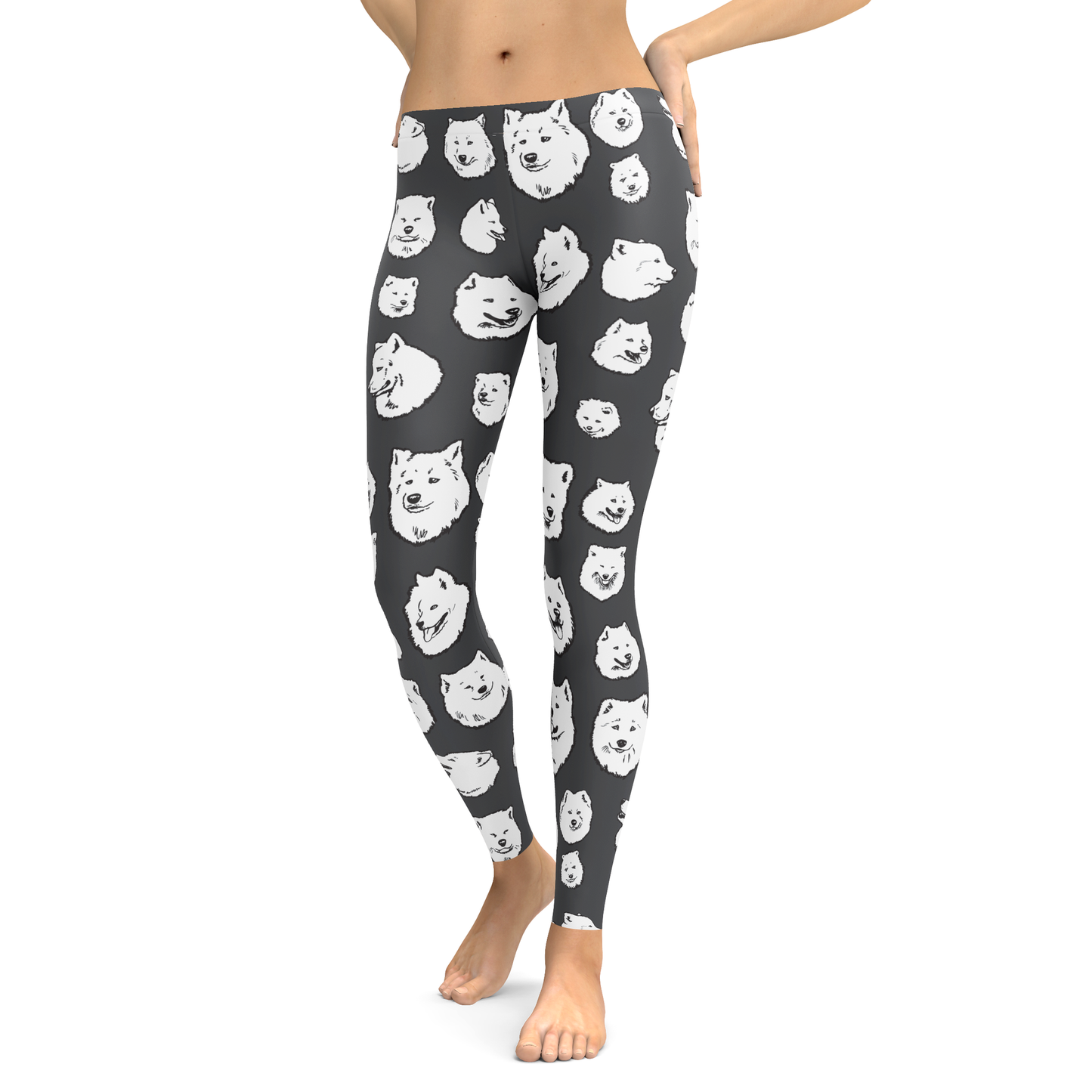 Samoyed - Dog Art Illustration Pattern on Leggings – Sammies - Made in America