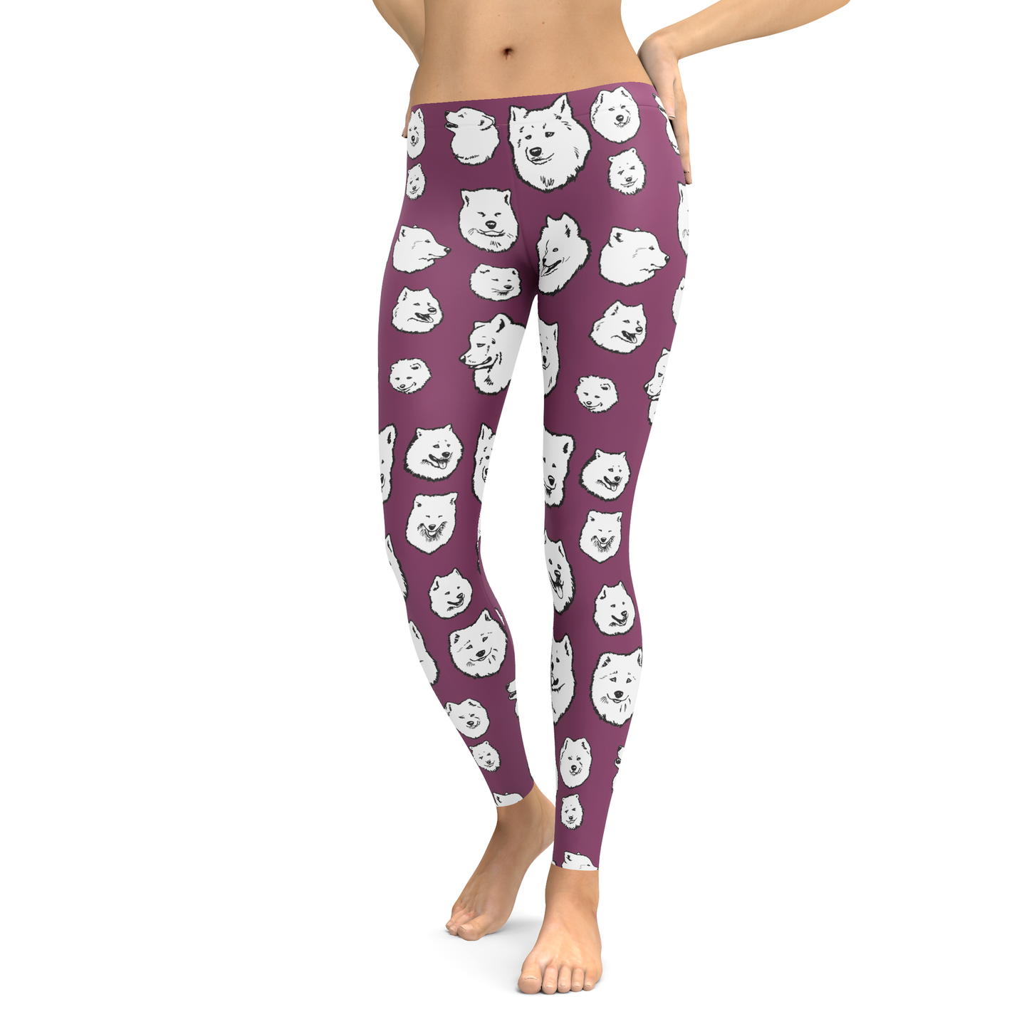Samoyed - Dog Art Illustration Pattern on Leggings – Sammies - Made in America