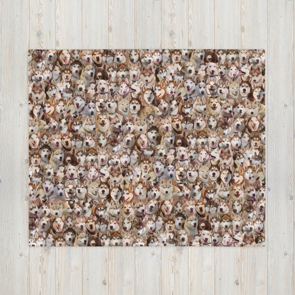 Red Siberian Husky Throw Blanket