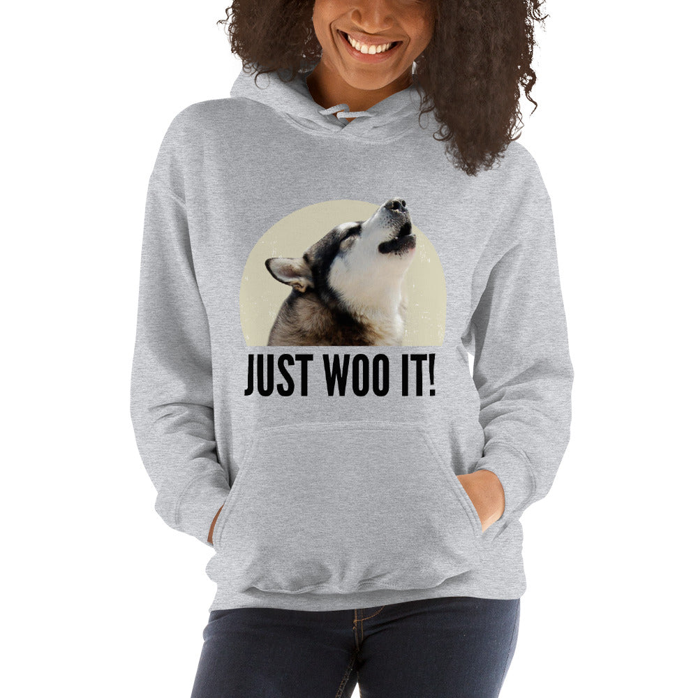 CUSTOM - JUST WOO IT Siberian Husky, Alaskan Malamute Art - Sled Dog Pullover Hoodie