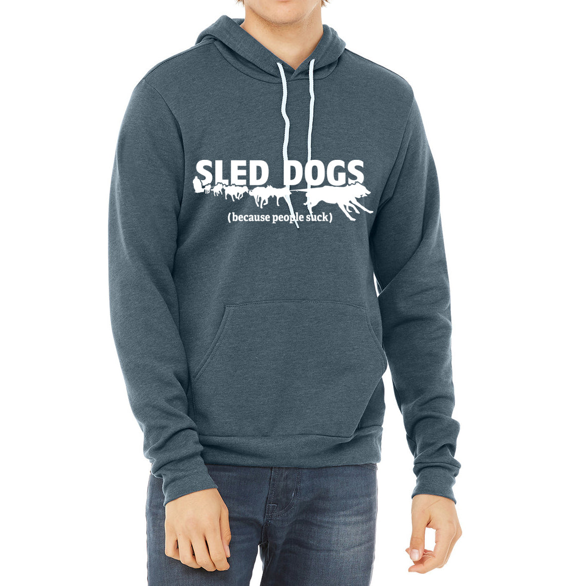 SLED DOGS (because people suck) - Sponge Fleece Hoodie - Siberian Husky - Alaskan Malamute - Sled Dog - Unisex