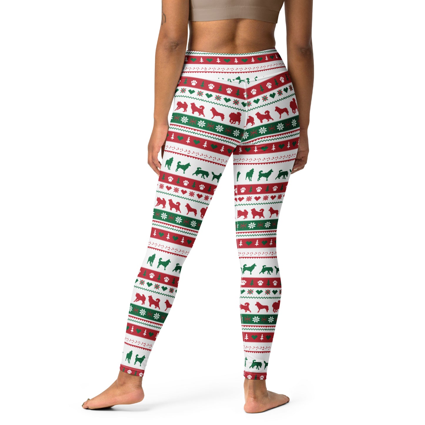 Ugly Sweater Inspired Dog Pattern on Leggings, Yoga - Malamute, Husky