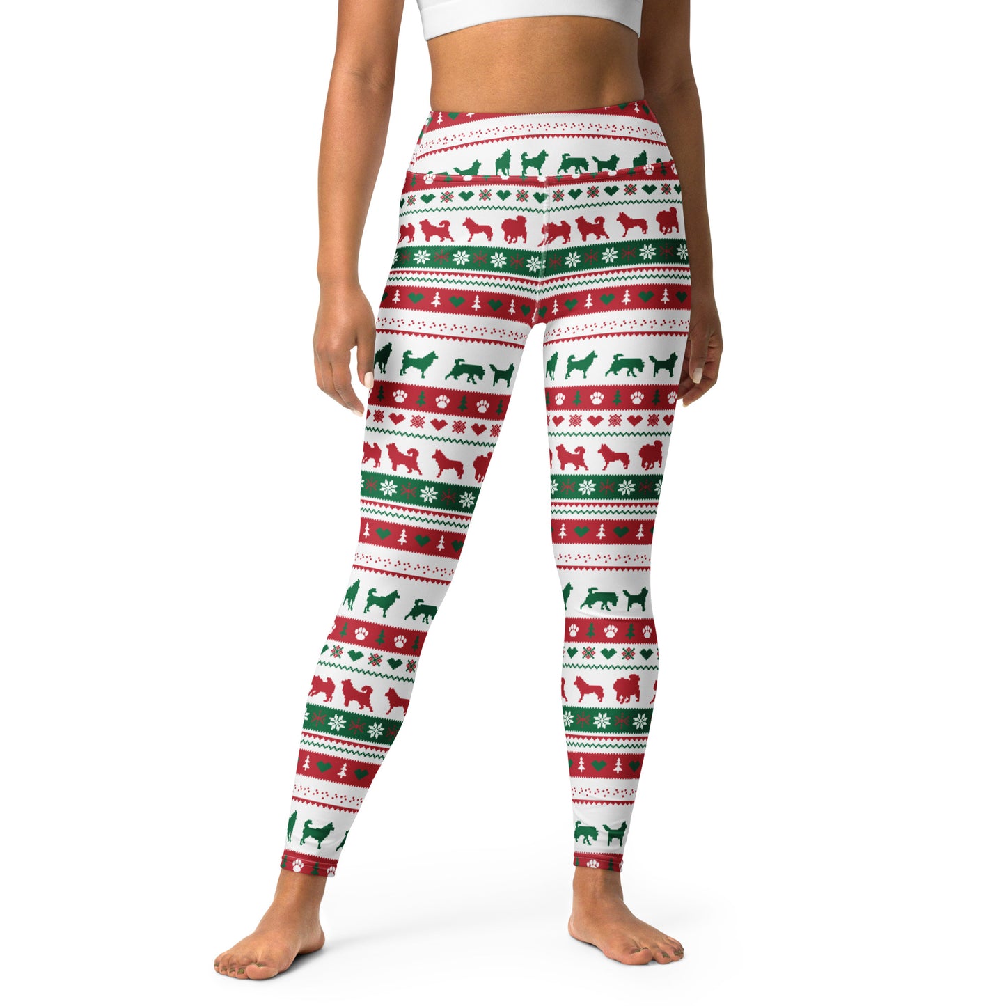 Ugly Sweater Inspired Dog Pattern on Leggings, Yoga - Malamute, Husky