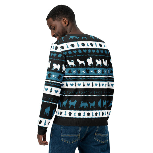 Sled Dogs Pattern Knitted Crew Neck Ugly Sweater