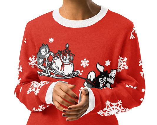 Sled Dog Knitted Crew Neck Sweater