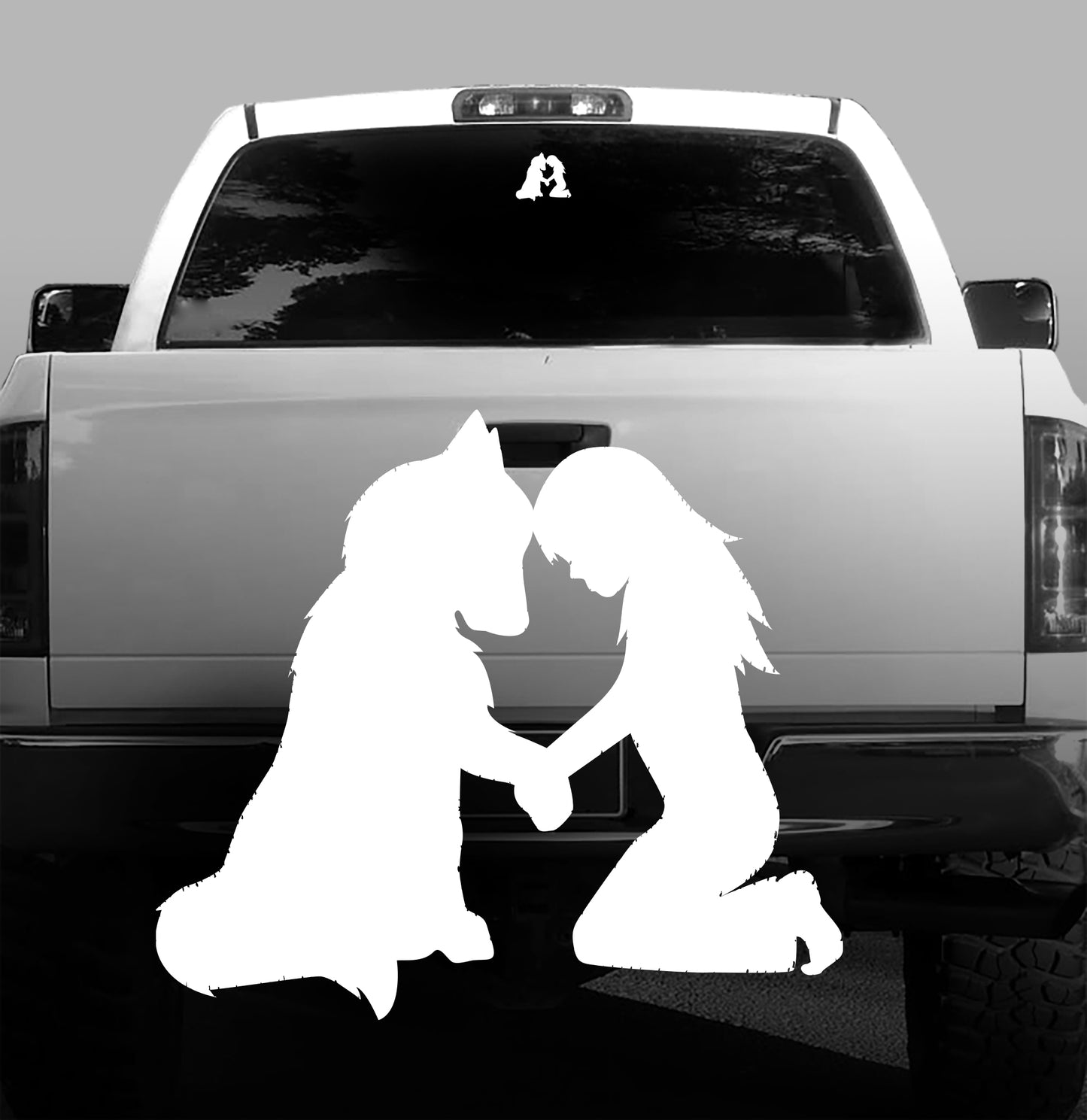 Girl & Dog Vinyl Decal - Malamute - Siberian Husky, Alaskan Malamute