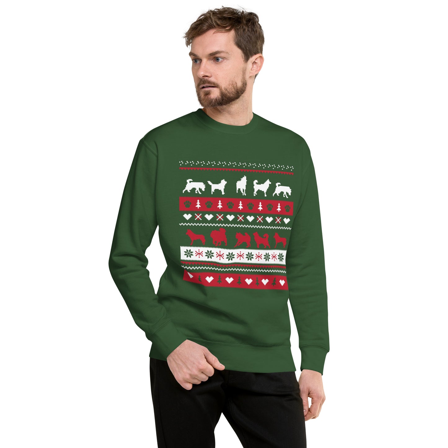 Ugly Sweater Inspired Crewneck - Siberian Husky, Alaskan Malamute - Sweatshirt