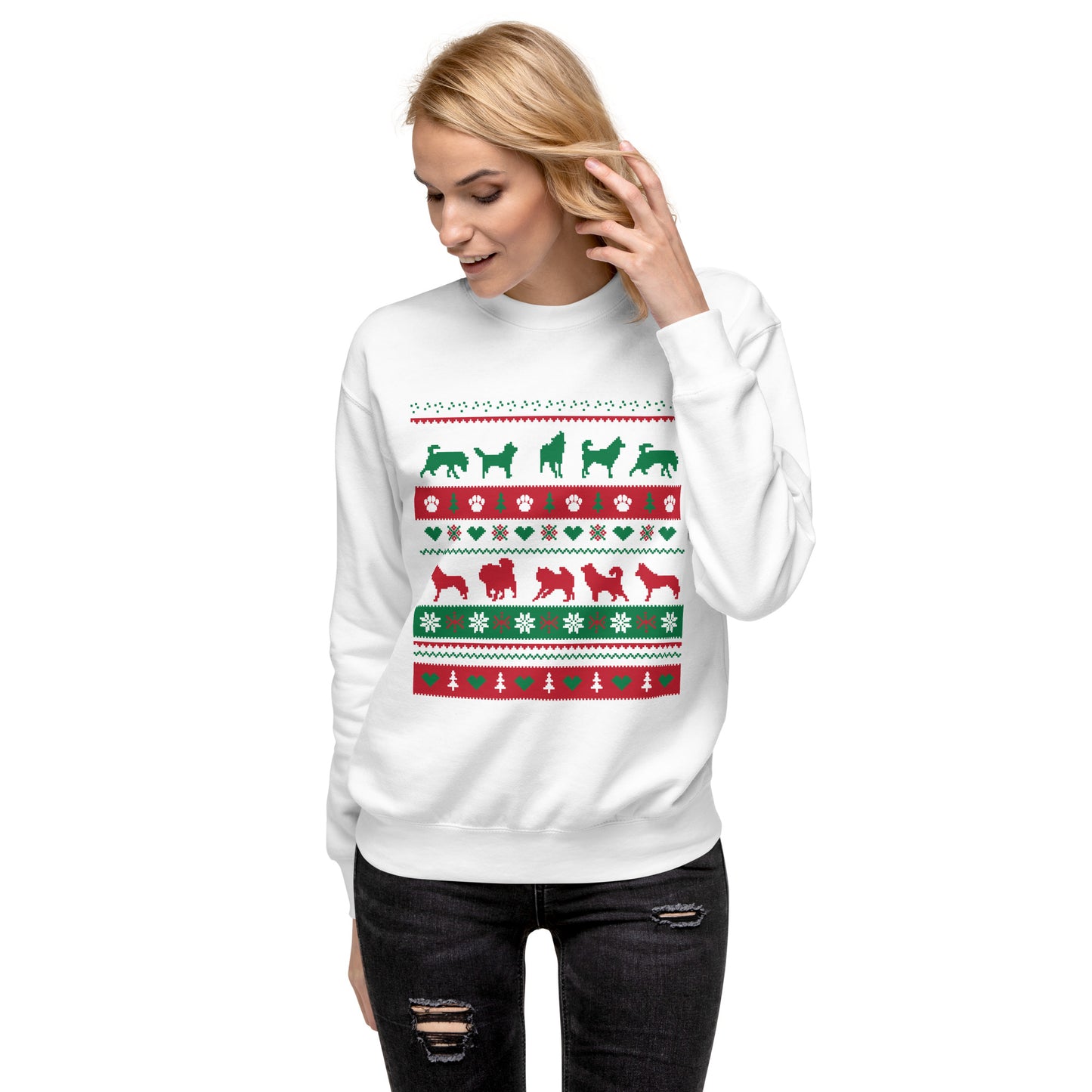 Ugly Sweater Inspired Crewneck - Siberian Husky, Alaskan Malamute - Sweatshirt