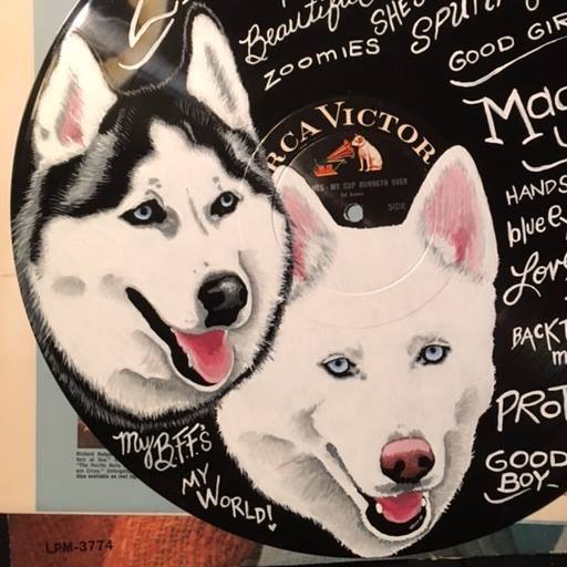 Hand-Painted Vinyl Records - Alaskan Malamute, Siberian Husky, Dogs, Custom