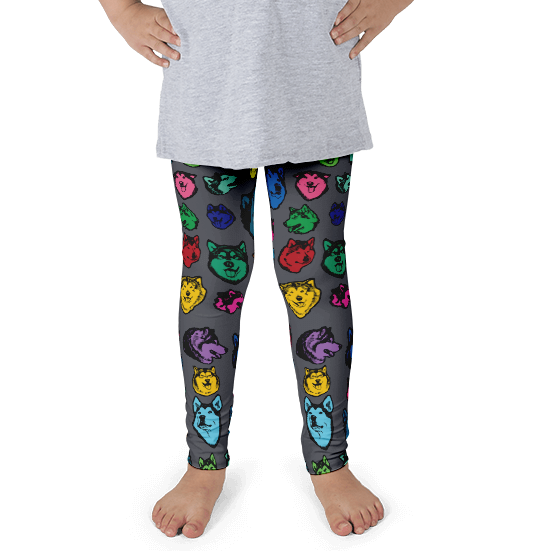 Kids Leggings! Alaskan Malamute Colorful Face Art - Made in America
