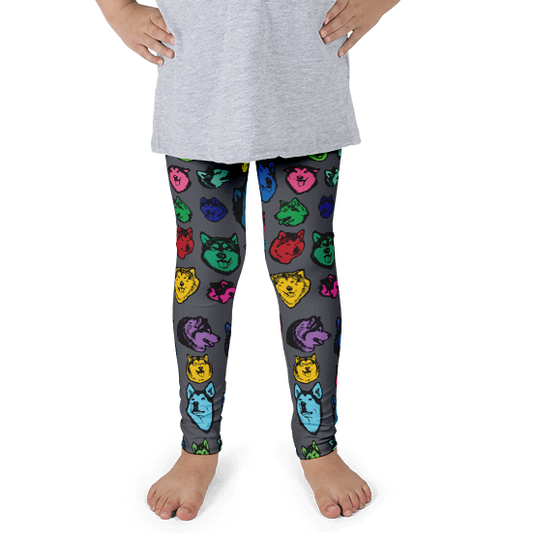 Kids Leggings! Alaskan Malamute Colorful Face Art - Made in America