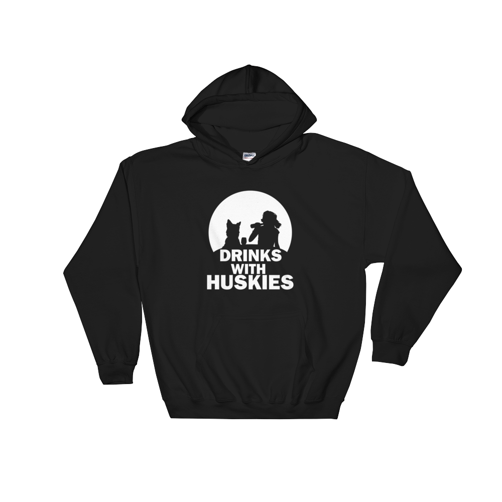 Drinks with Huskies - Siberian Husky - Pullover Hoodie 8 oz