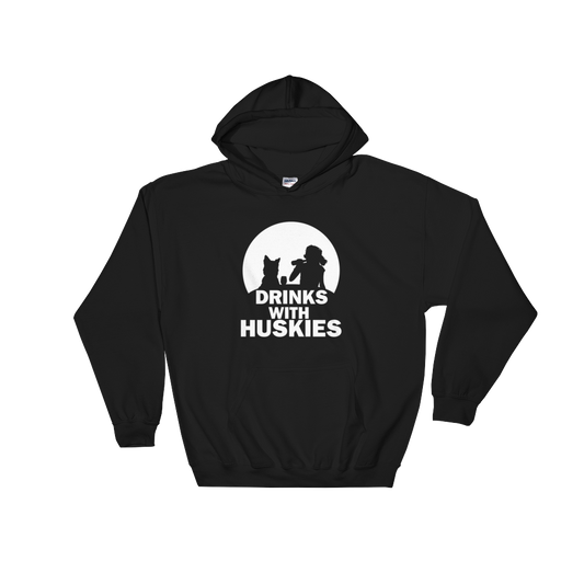 Drinks with Huskies - Siberian Husky - Pullover Hoodie 8 oz