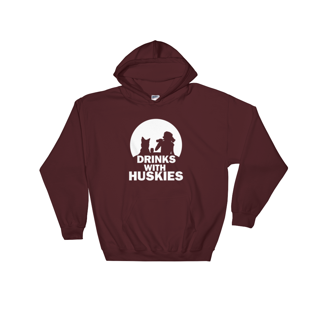 Drinks with Huskies - Siberian Husky - Pullover Hoodie 8 oz