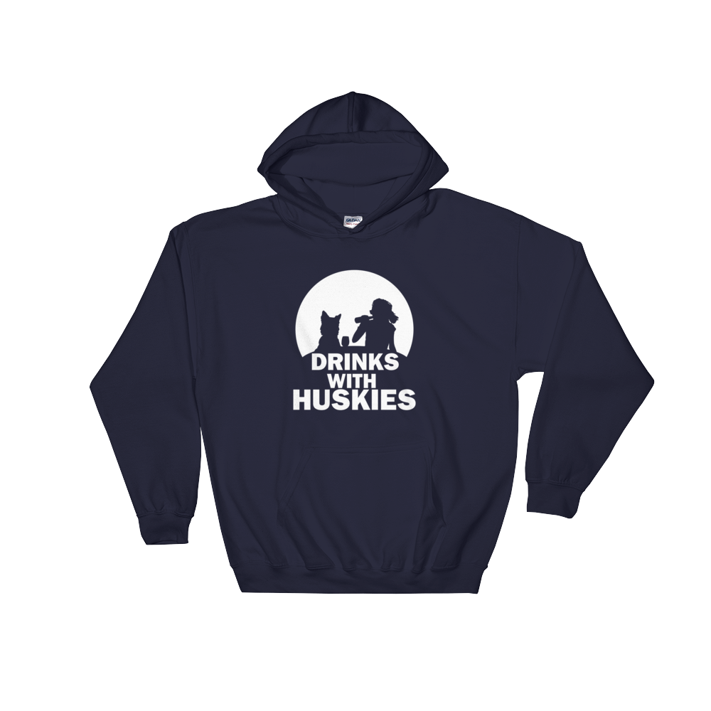 Drinks with Huskies - Siberian Husky - Pullover Hoodie 8 oz