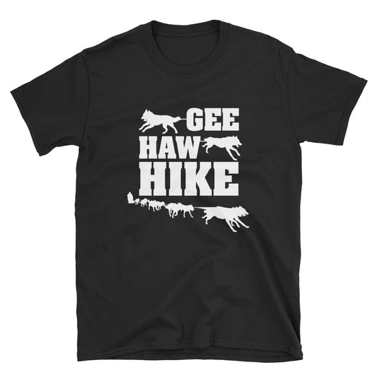 GEE HAW HIKE! Sled Dog, Siberian Husky, Alaskan Malamute - Softstyle T-Shirt