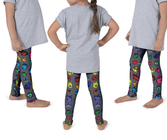 Kids Leggings! Siberian Husky Colorful Face Art - Huskies - Made in America