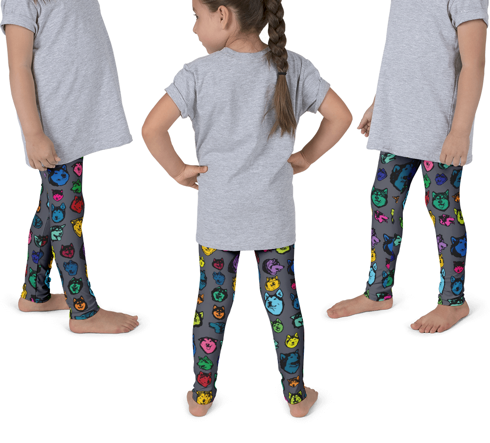Kids Leggings! Alaskan Malamute Colorful Face Art - Made in America