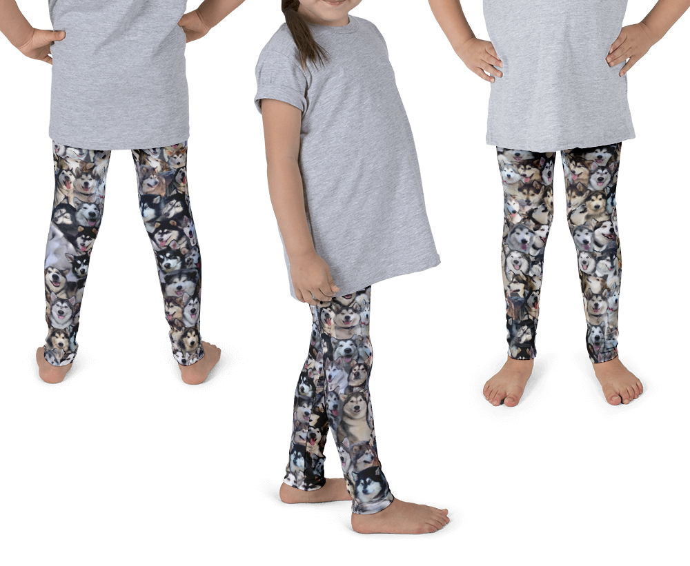 Kids Leggings! Alaskan Malamute Dog Photo Pattern - Made in America